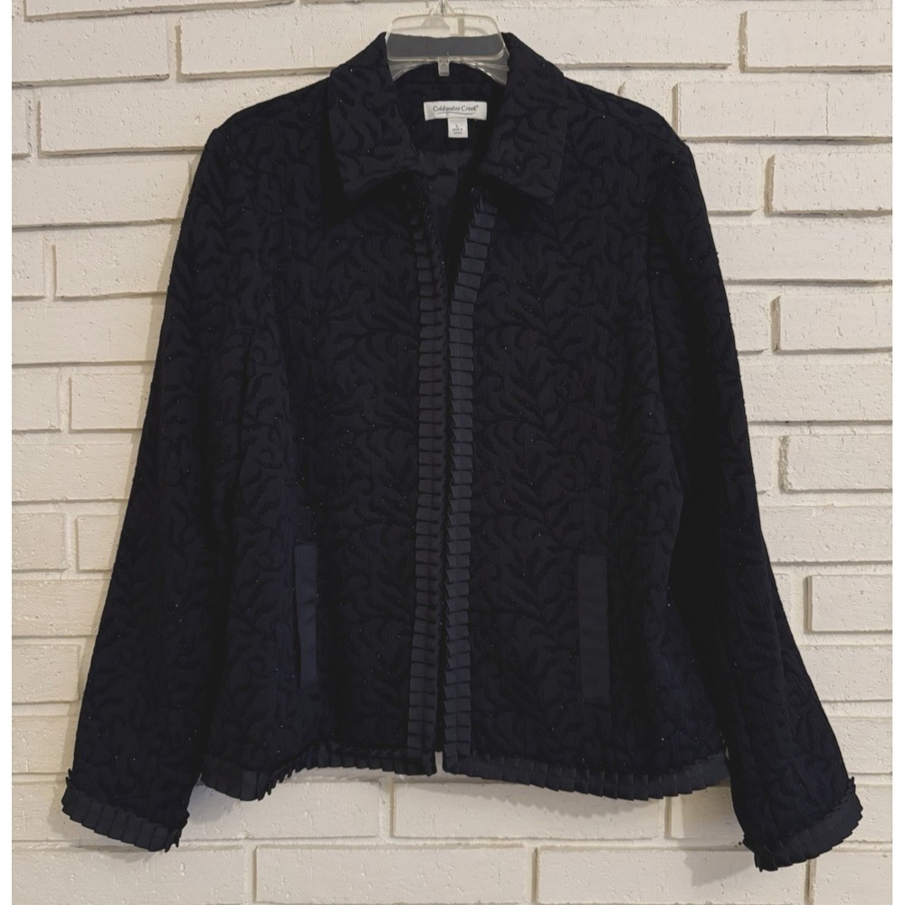 Coldwater Creek Black Brocade Sparkle Evening Jacket/Blazer Size Large